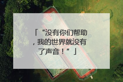 “没有你们帮助，我的世界就没有了声音！”