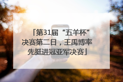 第31届“五羊杯”决赛第二日，王禹博率先挺进冠亚军决赛