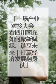 一场产业对接大会 看四川南充如何聚新赋绿、链享未来｜打赢经济发展翻身仗