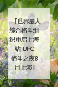 世界最大综合格斗组织重启上海站 UFC格斗之夜8月上演