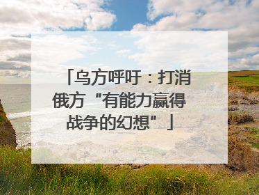 乌方呼吁：打消俄方“有能力赢得战争的幻想”