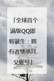 全球首个满级QQ即将诞生：拥有者继承其父账号