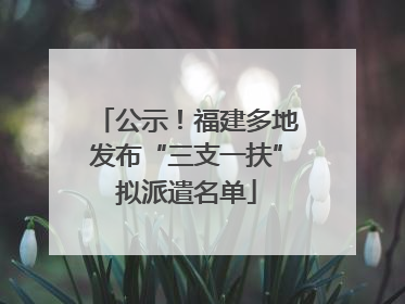 公示！福建多地发布“三支一扶”拟派遣名单