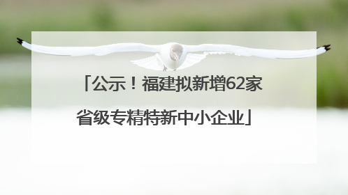 公示！福建拟新增62家省级专精特新中小企业