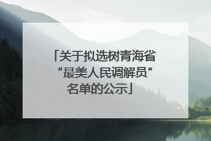 关于拟选树青海省“最美人民调解员” 名单的公示