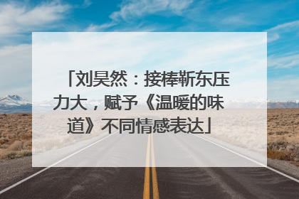 刘昊然：接棒靳东压力大，赋予《温暖的味道》不同情感表达