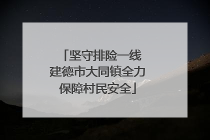 坚守排险一线 建德市大同镇全力保障村民安全