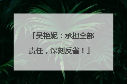 吴艳妮：承担全部责任，深刻反省！