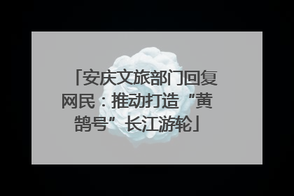 安庆文旅部门回复网民：推动打造“黄鹄号”长江游轮