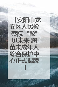 安阳市龙安区人民检察院“豫”见未来·润苗未成年人综合保护中心正式揭牌