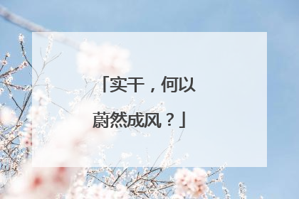 实干，何以蔚然成风？