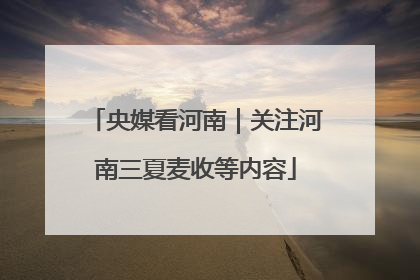 央媒看河南｜关注河南三夏麦收等内容