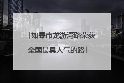 如皋市龙游湾路荣获全国最具人气的路