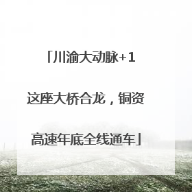 川渝大动脉+1 这座大桥合龙，铜资高速年底全线通车
