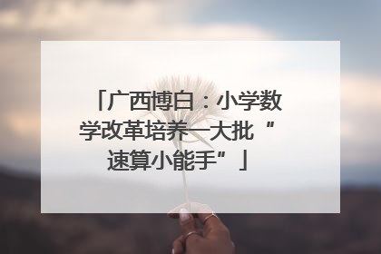 广西博白：小学数学改革培养一大批“速算小能手”