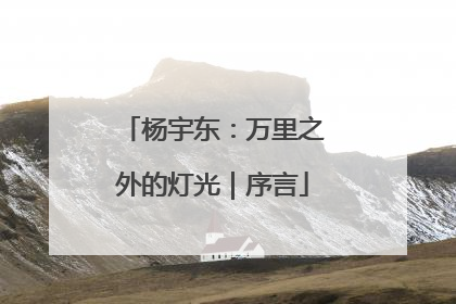 杨宇东：万里之外的灯光｜序言