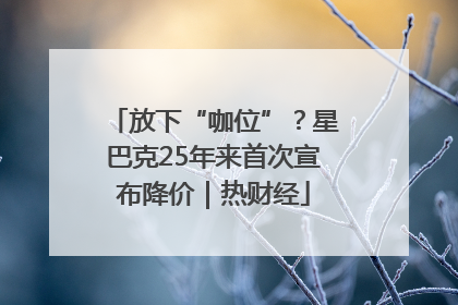 放下“咖位”？星巴克25年来首次宣布降价｜热财经