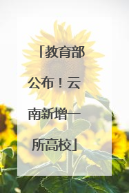 教育部公布！云南新增一所高校