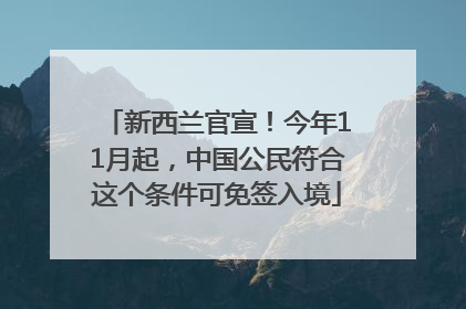 新西兰官宣!今年11月起,中国公民符合这个条件可免签入境