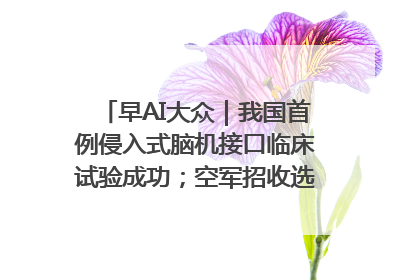 早AI大众｜我国首例侵入式脑机接口临床试验成功；空军招收选拔女飞行学员