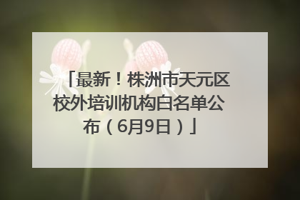 最新！株洲市天元区校外培训机构白名单公布（6月9日）