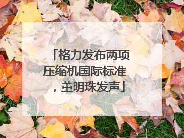 格力发布两项压缩机国际标准，董明珠发声