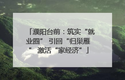 濮阳台前：筑实“就业圈” 引回“归巢雁” 激活“家经济”