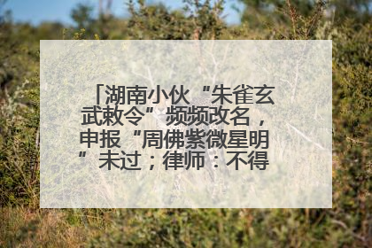 湖南小伙“朱雀玄武敕令”频频改名，申报“周佛紫微星明”未过；律师：不得违背公序良俗