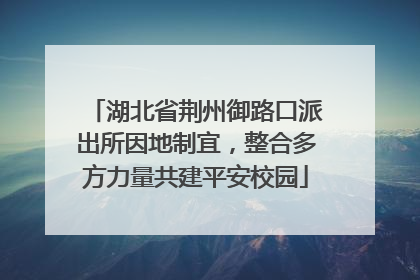 湖北省荆州御路口派出所因地制宜，整合多方力量共建平安校园