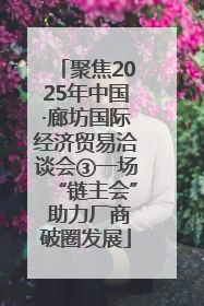 聚焦2025年中国·廊坊国际经济贸易洽谈会③一场“链主会” 助力厂商破圈发展