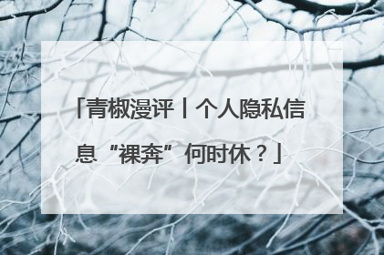 青椒漫评丨个人隐私信息“裸奔”何时休？