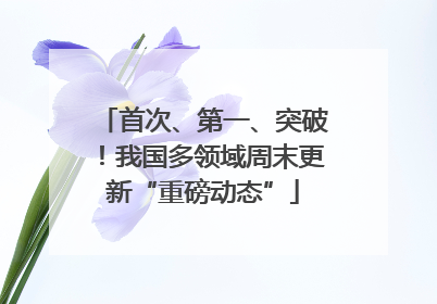 首次、第一、突破！我国多领域周末更新“重磅动态”