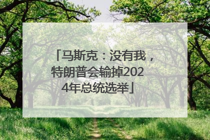 马斯克：没有我，特朗普会输掉2024年总统选举