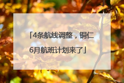 4条航线调整，铜仁6月航班计划来了