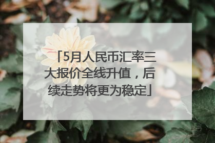 5月人民币汇率三大报价全线升值，后续走势将更为稳定