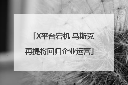 X平台宕机 马斯克再提将回归企业运营